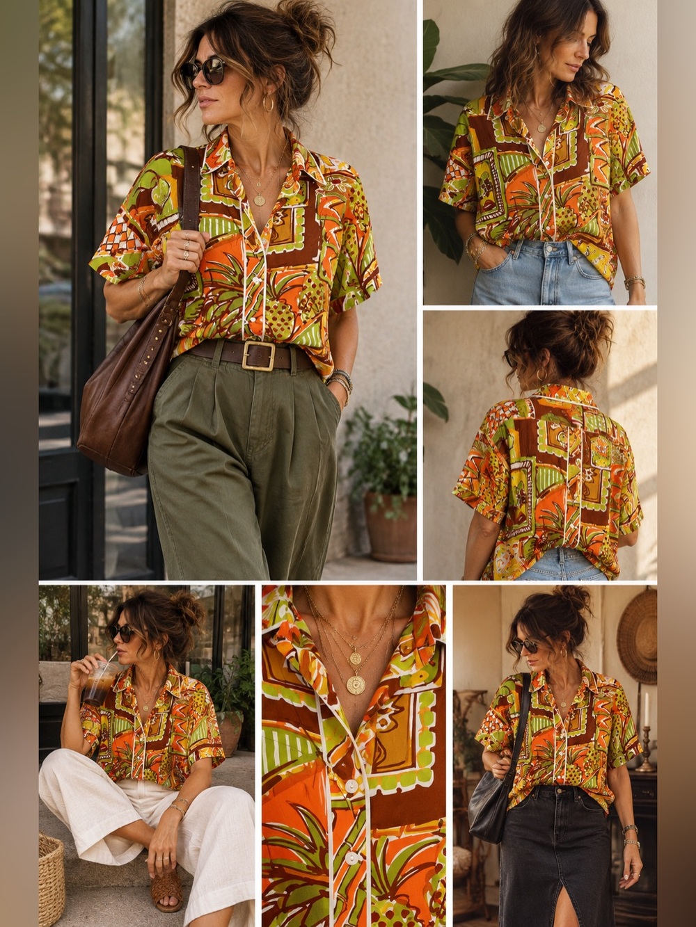 Bob Mackie in excellent condition silk button up tropical bohemian shirt - Picture 1 of 6